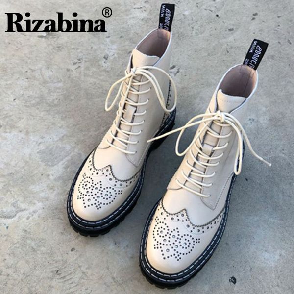 rizabina women ankle boots genuine leather brogue shoes women lace up round toe casual autumn winter flats footwear size 34-39, Black
rizabina women ankle boots genuine leather brogue shoes women lace up round toe casual autumn winter flats footwear size 34-39, Black
