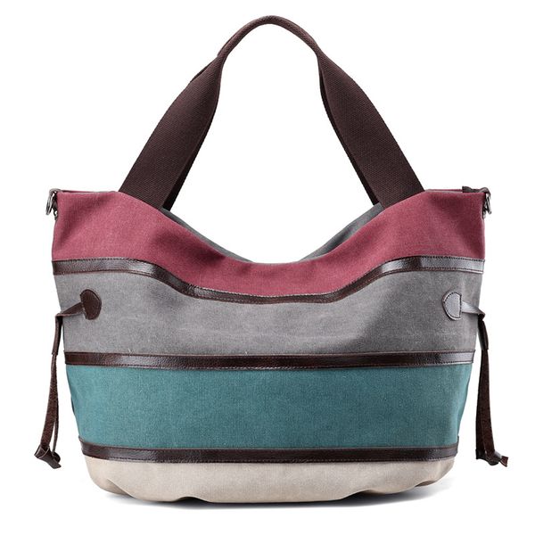 2020 new contrast canvas bag shoulder bag fashion messenger stripe handbag mom shoulder handbags women handbags