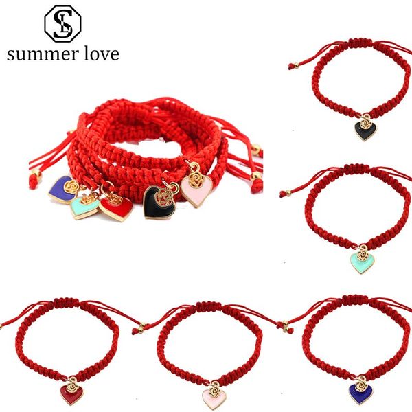 new arrival ethnic braided heart charm bracelet for women adjustable size red string enamel pendant bracelet valentine's day jewelry gi, Black
new arrival ethnic braided heart charm bracelet for women adjustable size red string enamel pendant bracelet valentine's day jewelry gi, Black