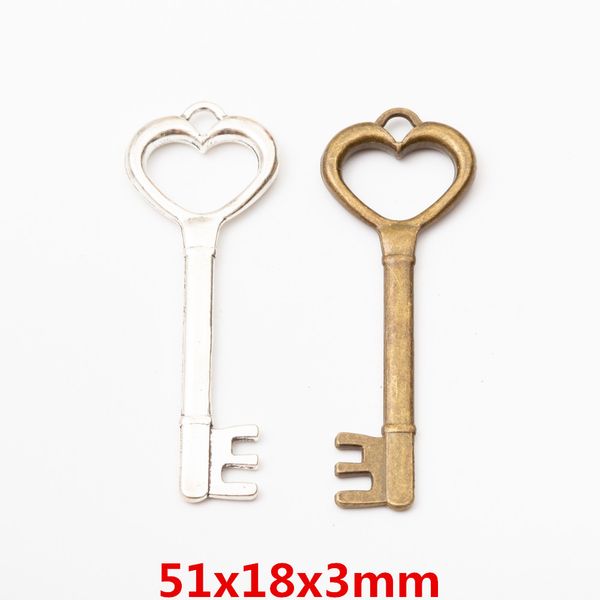 30pcs 51*18mm vintage silver decorative key charms antique bronze metal alloy key pendants for bracelet earring diy jewelry, Bronze;silver
30pcs 51*18mm vintage silver decorative key charms antique bronze metal alloy key pendants for bracelet earring diy jewelry, Bronze;silver