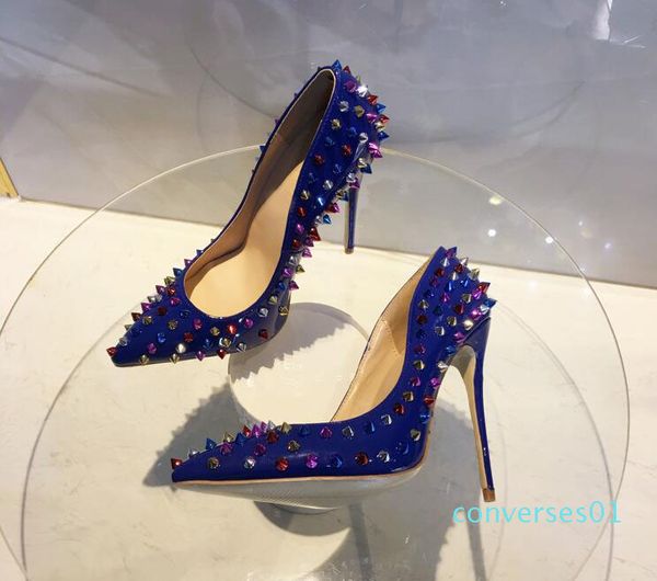 2018 brand shoes women pumps high heel rivet pointed toe fine heel lady wedding shoes bottom for the red fashion party +logo+box co01, Black
2018 brand shoes women pumps high heel rivet pointed toe fine heel lady wedding shoes bottom for the red fashion party +logo+box co01, Black