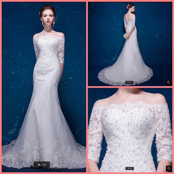 robe de soiree 2019 white lace mermaid off the shoulder wedding dress beading appliques formal half sleeve wedding gowns on sale
robe de soiree 2019 white lace mermaid off the shoulder wedding dress beading appliques formal half sleeve wedding gowns on sale