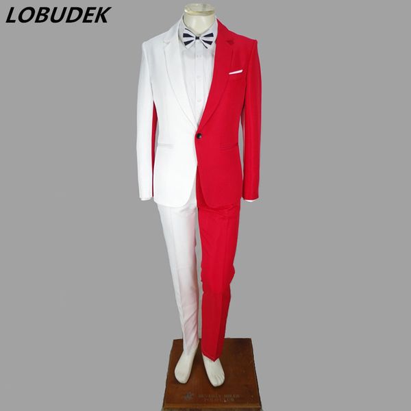 2019 red white splicing irregular blazers tuxedo men's suits compere magician host singer dancer stage outfit show performance costume, White;black
2019 red white splicing irregular blazers tuxedo men's suits compere magician host singer dancer stage outfit show performance costume, White;black