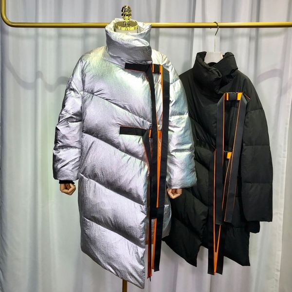 2018 new fashion silver black irregular women down jacket winter female ribbon lace holographic down parka long bread lady coat
2018 new fashion silver black irregular women down jacket winter female ribbon lace holographic down parka long bread lady coat