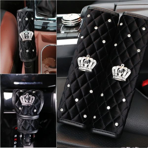luxury car decoration auto accessories for girl rhinestone covered seat belts pad handbrake gear knob cover case kit car styling
luxury car decoration auto accessories for girl rhinestone covered seat belts pad handbrake gear knob cover case kit car styling