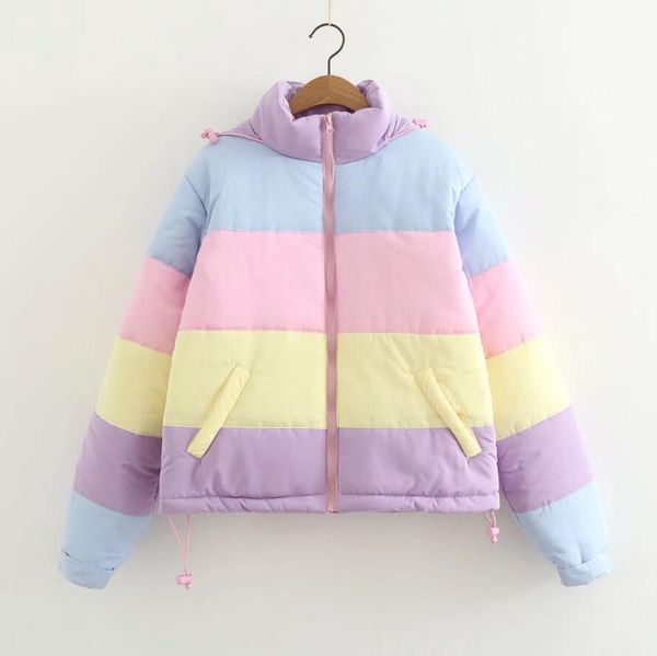 winter girls vintage macaron rainbow splicing color hooded warm coat female, Black;brown
winter girls vintage macaron rainbow splicing color hooded warm coat female, Black;brown