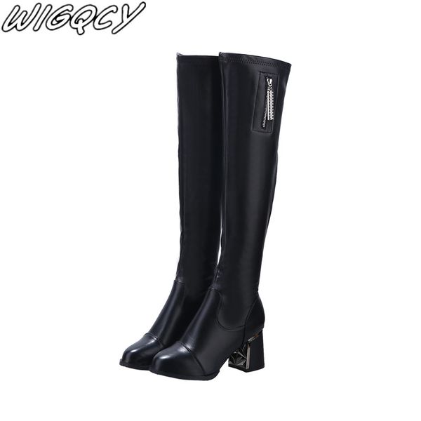 2019woman over knee stovepipe boots shallow round head zipper knight boots fashion quality leather plus velvet warm winter, Black
2019woman over knee stovepipe boots shallow round head zipper knight boots fashion quality leather plus velvet warm winter, Black
