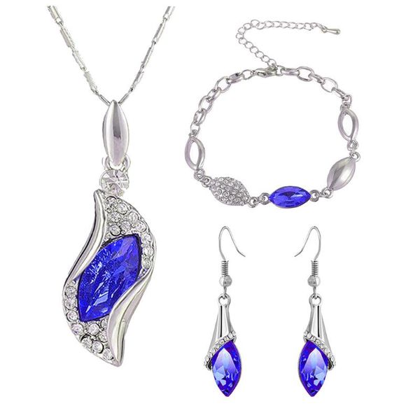fashion style jewelry set crystal eyes drop earrings necklace bracelet diy female blue silver emeral pendant jewelry sets
fashion style jewelry set crystal eyes drop earrings necklace bracelet diy female blue silver emeral pendant jewelry sets