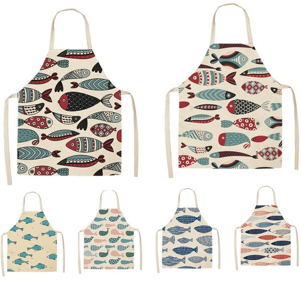 aprons colorful fish printed kitchen for women kids sleeveless cotton linen bibs cooking baking cleaning tools
aprons colorful fish printed kitchen for women kids sleeveless cotton linen bibs cooking baking cleaning tools