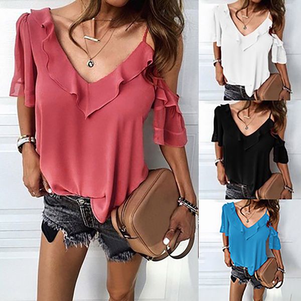 klv new arrivals women pure color off shoulder t-shirt kawaii summer short sleeve v neck elegant shirts tees %40, White
klv new arrivals women pure color off shoulder t-shirt kawaii summer short sleeve v neck elegant shirts tees %40, White