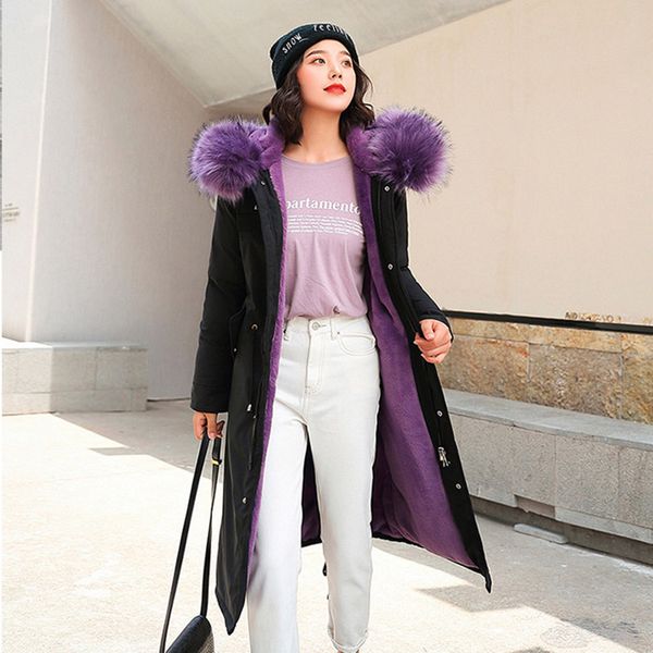 long section female overcoat artificial fur collar winter warm thick parka reversible colour duck down large size down jacket, Black
long section female overcoat artificial fur collar winter warm thick parka reversible colour duck down large size down jacket, Black