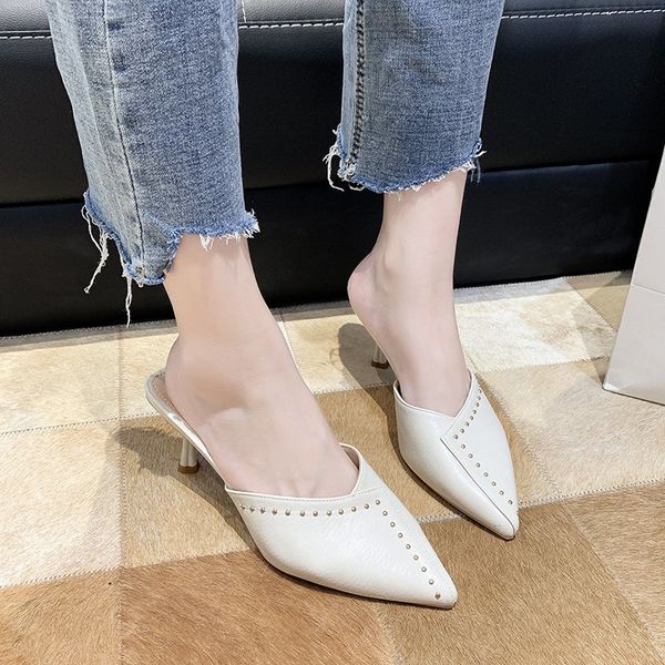 pu leather rivet mules shoes women thin heel slippers summer beige khaki pointed toe slippers women high heel sandals 2020, Black
pu leather rivet mules shoes women thin heel slippers summer beige khaki pointed toe slippers women high heel sandals 2020, Black