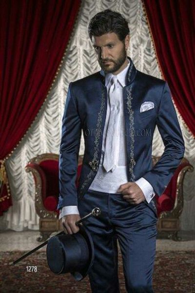 2020 custom made groom tuxedos embroidered men's wedding party suits groomsman court morning dress 2 pcs jacket +pants, White;black
2020 custom made groom tuxedos embroidered men's wedding party suits groomsman court morning dress 2 pcs jacket +pants, White;black