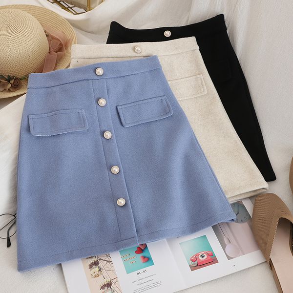 sweet skirt single breasted women fall winter 2019 woolen high waist slim a-line bust skirt, Black;gray
sweet skirt single breasted women fall winter 2019 woolen high waist slim a-line bust skirt, Black;gray