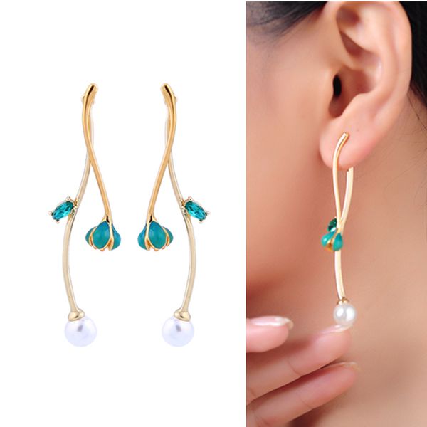 unique enamel flowers drop earrings for women lady fashion jewelry branch imitation pearl glass gold color brass drop earings, Silver
unique enamel flowers drop earrings for women lady fashion jewelry branch imitation pearl glass gold color brass drop earings, Silver