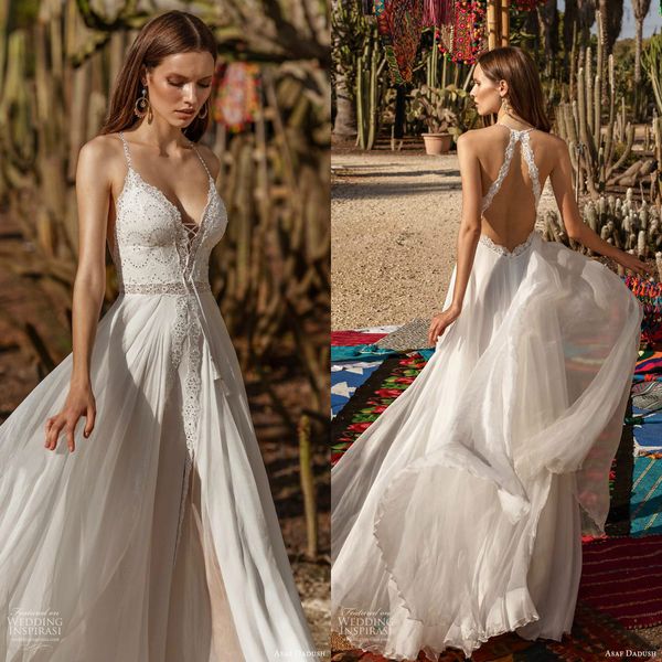 2020 asaf dadush wedding dresses spaghetti lace appliques beads boho bridal gowns robes de mariée backless bohemian wedding dress, White
2020 asaf dadush wedding dresses spaghetti lace appliques beads boho bridal gowns robes de mariée backless bohemian wedding dress, White
