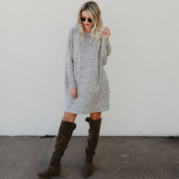 New Clothing Casual Loose Long Sleeve Simple Style Solid Sweater Womens O-neck Knitwear Pullover Short Mini Dress
New Clothing Casual Loose Long Sleeve Simple Style Solid Sweater Womens O-neck Knitwear Pullover Short Mini Dress