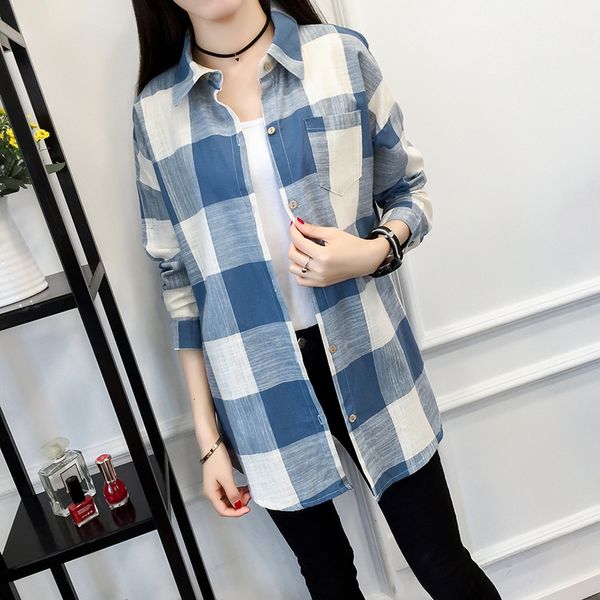 elaine lui 2019 autumn lattice shirt woman long sleeve jacket easy long fund leisure time joker shirt loose coat, White;black
elaine lui 2019 autumn lattice shirt woman long sleeve jacket easy long fund leisure time joker shirt loose coat, White;black