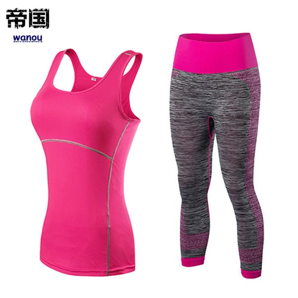 new quick dry sportswear gym leggings female sleeveless t shirt costume fitness tights sport suit solid pink yoga set women's tracksuit
new quick dry sportswear gym leggings female sleeveless t shirt costume fitness tights sport suit solid pink yoga set women's tracksuit