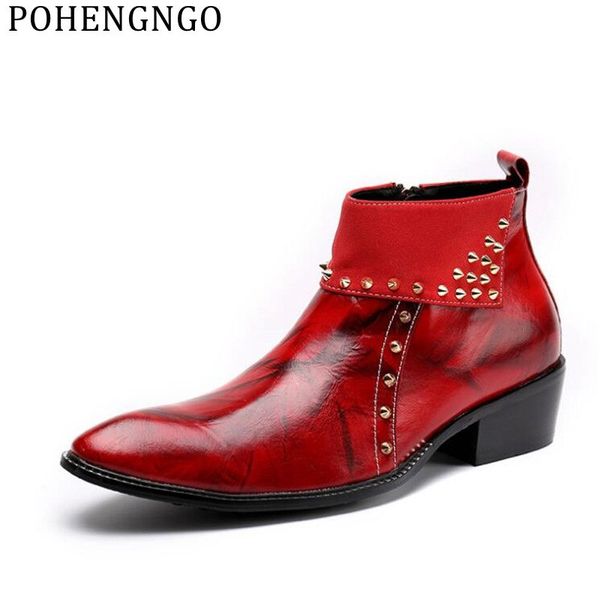 design red fashion men rivets boots genuine leather punk ankle boots nightclub men high heel rock cowboy, Black
design red fashion men rivets boots genuine leather punk ankle boots nightclub men high heel rock cowboy, Black