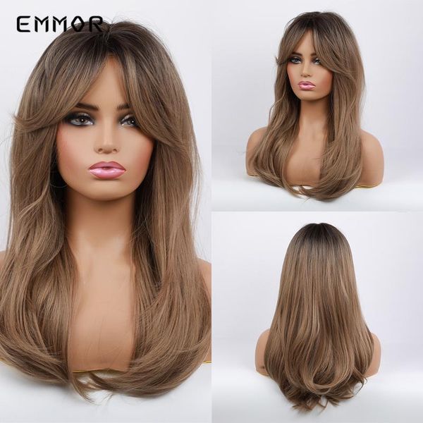 synthetic wigs emmor long natural wave black to light brown ombre hair wig with bangs for white women daily use fluffy
synthetic wigs emmor long natural wave black to light brown ombre hair wig with bangs for white women daily use fluffy