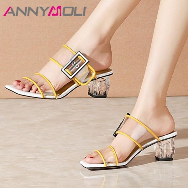 annymoli transparent slippers woman high heels rhinestone thick heel slides square toe sandals buckle lady shoes yellow size 42, Black
annymoli transparent slippers woman high heels rhinestone thick heel slides square toe sandals buckle lady shoes yellow size 42, Black