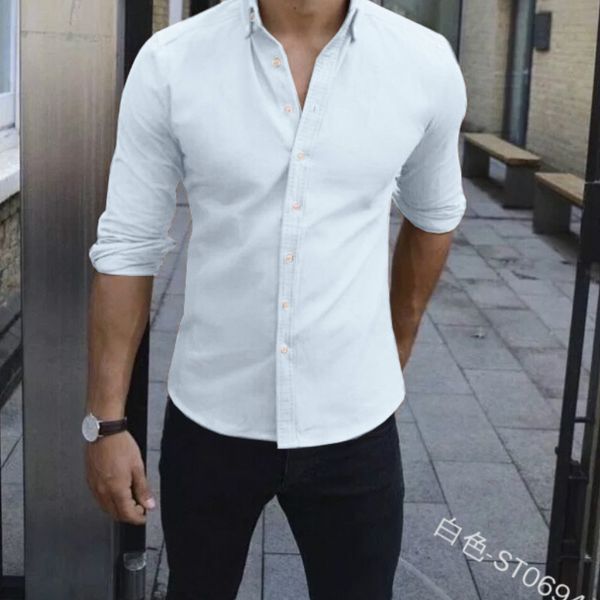 men shirt new men long sleeves blouse summer fashion casual cool clothing slim fit tees male breathable shirts, White;black
men shirt new men long sleeves blouse summer fashion casual cool clothing slim fit tees male breathable shirts, White;black
