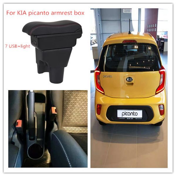 

for kia picanto armrest box central store content box with cup holder products interior car-styling accessory big usb