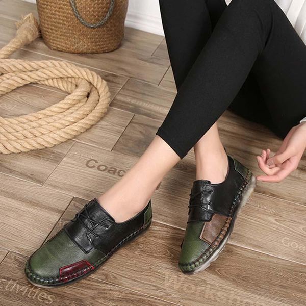 women's handmade shoes genuine leather flat lacing mother shoes woman loafers soft single casual shoes women, Black
women's handmade shoes genuine leather flat lacing mother shoes woman loafers soft single casual shoes women, Black