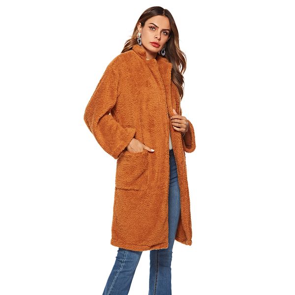 winter 2019 women's cross-border brown woolen coat with large pockets stuffed, Black
winter 2019 women's cross-border brown woolen coat with large pockets stuffed, Black