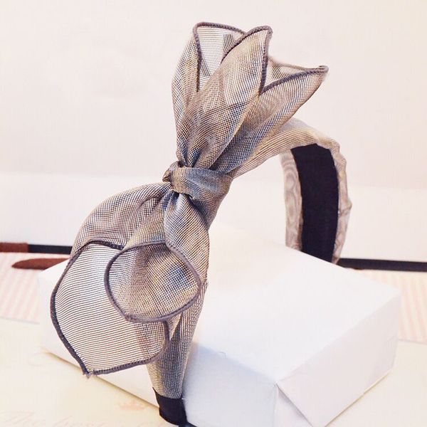 version of the korean mesh yarn bow fabric handmade wide-brimmed headband headband retro hair accessories tiara head buckle hair, Silver
version of the korean mesh yarn bow fabric handmade wide-brimmed headband headband retro hair accessories tiara head buckle hair, Silver