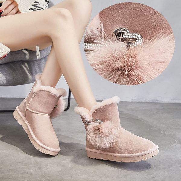 boots 2021 ankle boot genuine leather +natural fur snow hair ball women's shoes flat cotton warm, Black
boots 2021 ankle boot genuine leather +natural fur snow hair ball women's shoes flat cotton warm, Black