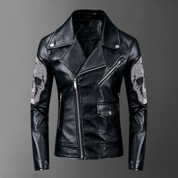 winter jacket new men's motorcycle leather jacket, boomer men slim lapels leather jacket skull punk style high quality, Black
winter jacket new men's motorcycle leather jacket, boomer men slim lapels leather jacket skull punk style high quality, Black