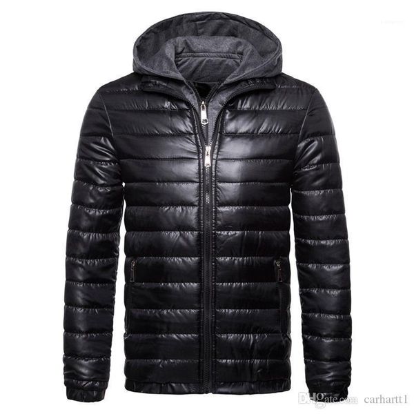 long sleeve striped hooded fake two piece mens outerwear casual male apparel designer winter mens coat solid color, Black;brown
long sleeve striped hooded fake two piece mens outerwear casual male apparel designer winter mens coat solid color, Black;brown
