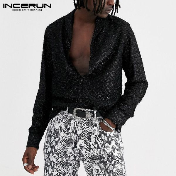 men's casual shirts incerun stylish men dress shirt lapel long sleeve party button streetwear nightclub solid camisa masculina 2021, White;black
men's casual shirts incerun stylish men dress shirt lapel long sleeve party button streetwear nightclub solid camisa masculina 2021, White;black
