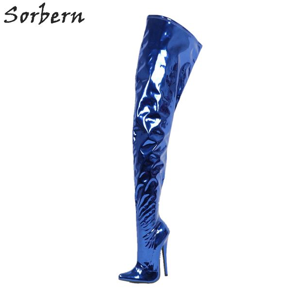 metallic blue women boots thigh high women shoes 18cm spike high heels custom leg shaft length-width long boots unisex, Black
metallic blue women boots thigh high women shoes 18cm spike high heels custom leg shaft length-width long boots unisex, Black