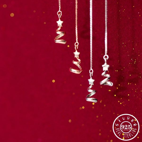 fashion 925 sterling silver star shape ear threads rose gold color plated long chain christmas dangle drop earrings for women
fashion 925 sterling silver star shape ear threads rose gold color plated long chain christmas dangle drop earrings for women