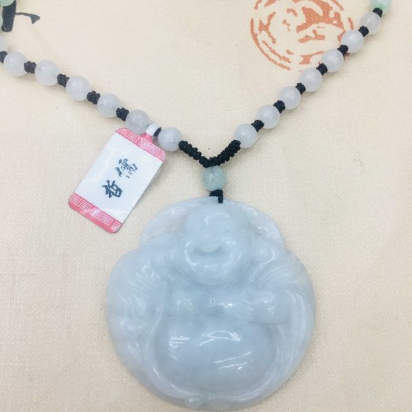 natural burmese emerald jade carving round buddha pendant with tri-color bead necklace women's sweater chain, Silver
natural burmese emerald jade carving round buddha pendant with tri-color bead necklace women's sweater chain, Silver