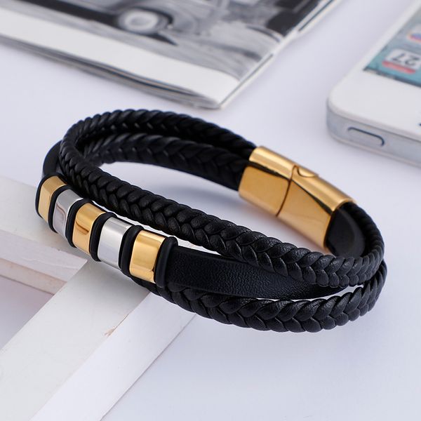 new style jewelry brand new mens multi-layer leather bracelet stainless steel jewelry 8mm 8.66'', Golden;silver
new style jewelry brand new mens multi-layer leather bracelet stainless steel jewelry 8mm 8.66'', Golden;silver