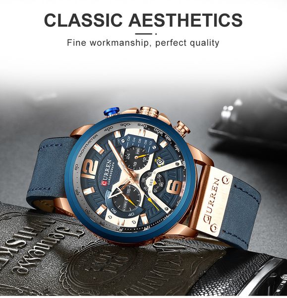 sport watches casual for men blue leather wrist watch man clock fashion chronograph wristwatch, Slivery;brown
sport watches casual for men blue leather wrist watch man clock fashion chronograph wristwatch, Slivery;brown