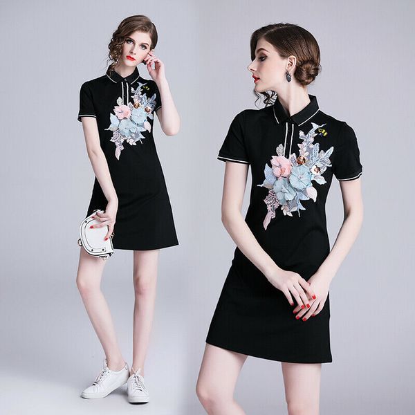 womens woman ladies designer summer short-sleeve 3d embroidery flower black short sleeve slim casual party sport mini dress, Black;gray
womens woman ladies designer summer short-sleeve 3d embroidery flower black short sleeve slim casual party sport mini dress, Black;gray