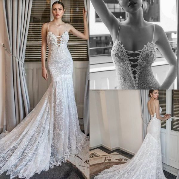 julie vino 2020 mermaid wedding dresses spaghetti straps lace applique beach bridal gowns backless beaded boho vestido de novia, White
julie vino 2020 mermaid wedding dresses spaghetti straps lace applique beach bridal gowns backless beaded boho vestido de novia, White