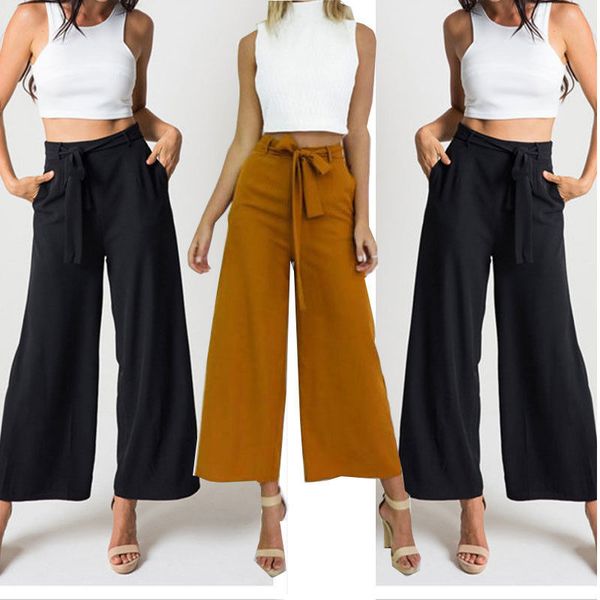 arrivals fashion women lady casual high solid waist pants female wide leg loose casual simple style pants, Black;white
arrivals fashion women lady casual high solid waist pants female wide leg loose casual simple style pants, Black;white