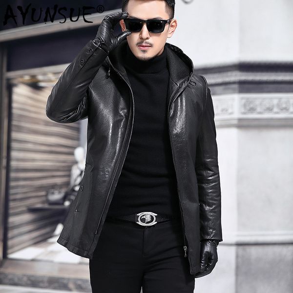 ayunsue 2019 new men's genuine leather jacket hooded vintage 100% sheepskin coat autumn winter real leather jackets 135-1 j3118, Black
ayunsue 2019 new men's genuine leather jacket hooded vintage 100% sheepskin coat autumn winter real leather jackets 135-1 j3118, Black