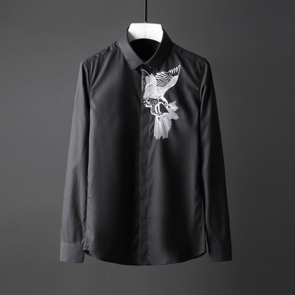 luxury men shirt solid color exquisite eagle embroidery long sleeve mens dress shirt white black slim fit mens shirts
luxury men shirt solid color exquisite eagle embroidery long sleeve mens dress shirt white black slim fit mens shirts