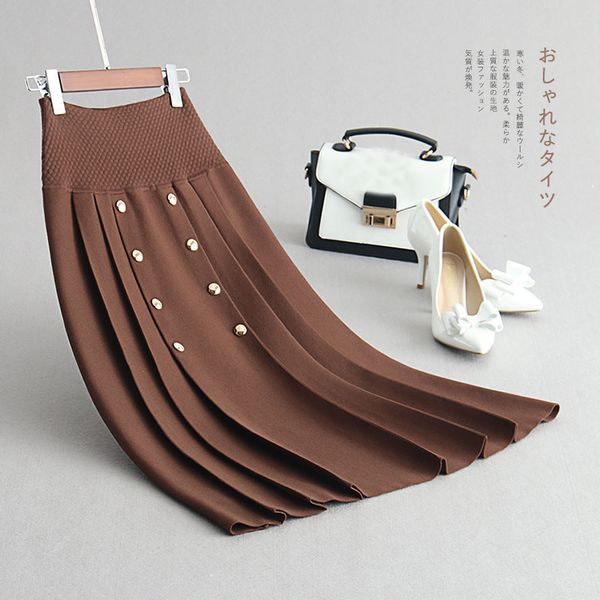 2020 high waist knitted pleated winter long fashion vintage button decorated women skirt faldas jupe femme saia, Black
2020 high waist knitted pleated winter long fashion vintage button decorated women skirt faldas jupe femme saia, Black