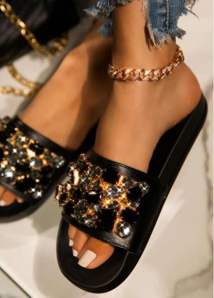 women summer sandals flats shoes woman pu leather plus size slippers shiny crystal outdoor sandalias mujer sapato feminino d086, Black
women summer sandals flats shoes woman pu leather plus size slippers shiny crystal outdoor sandalias mujer sapato feminino d086, Black