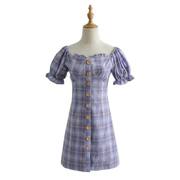 casual dresses summer 2021 french retro high waist was thin purple plaid dress, Black;gray
casual dresses summer 2021 french retro high waist was thin purple plaid dress, Black;gray