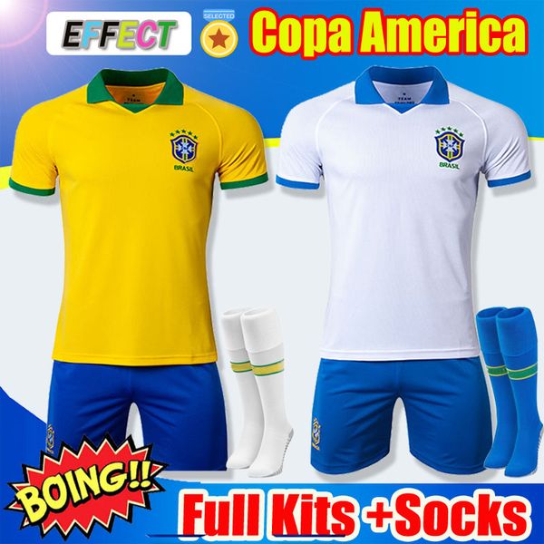 

2019 Бразилия Мужская футболка Джерси Camiseta de Futebol Copa America 2020 Взрослые дети полный комплект G.JESUS ​​MARCELO FIRMINO VINICIUS футболка