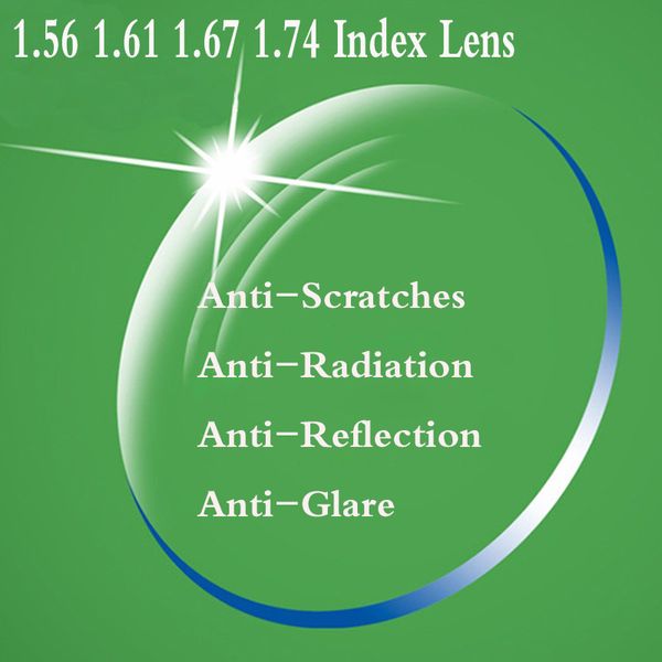 

1.56 1.61 1.67 1.74 index aspheric optical prescription eyeglasses lens myopia presbyopia lenses for eye glasses yq155, Silver